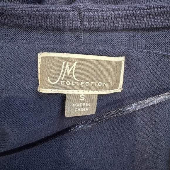 JM Collection Blue Long Sleeve Front Open Cardigan (S) - Picture 5 of 6